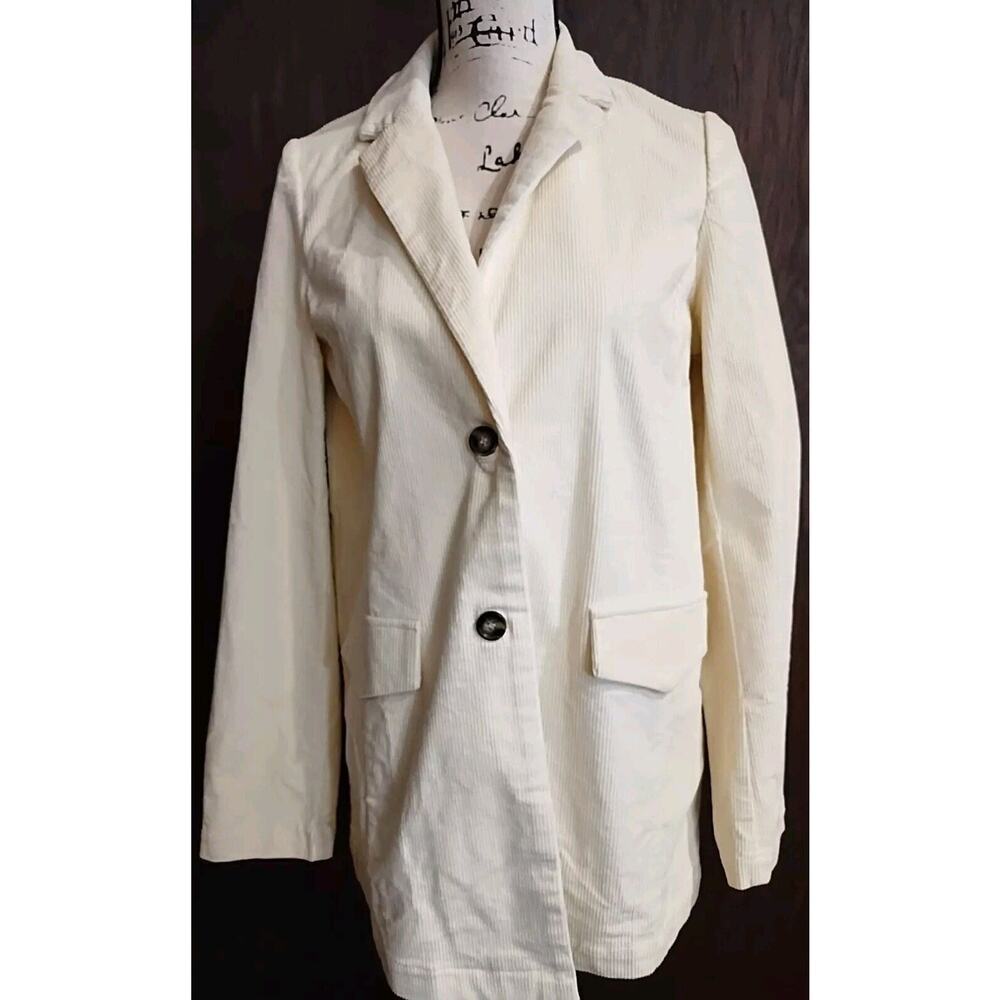 Altard State Blazer Jacket Womens Small Corduroy Ivory Button Cotton Stretch New